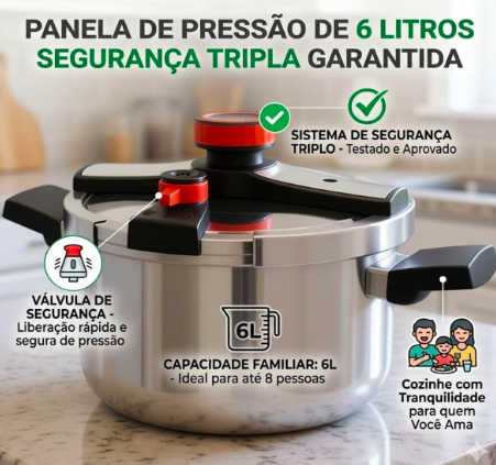 panela de pressão aço inox 6 litros