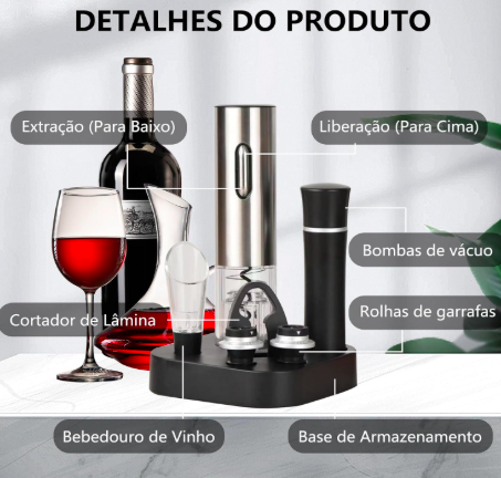 kit abridor de vinho elétrico kit abridor de vinho elétrico
