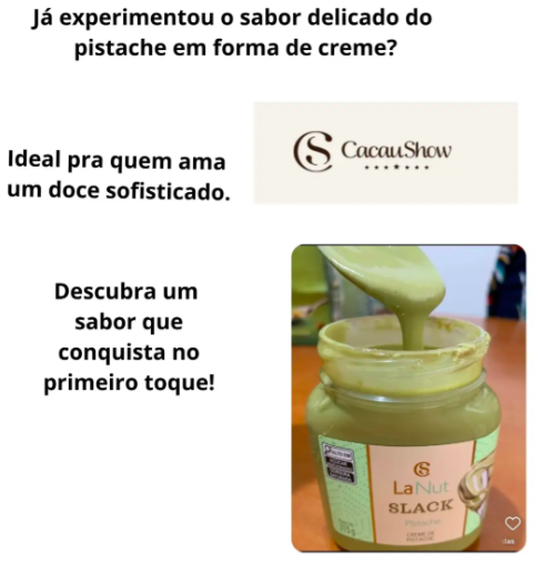 slack lanut 290g cacau show pistache slack lanut 290g cacau show pistache